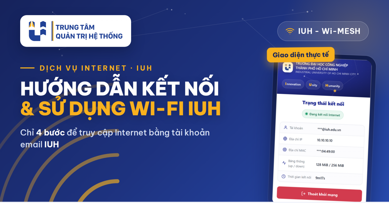 Hướng dẫn truy cập và sử dụng wifi tại IUH